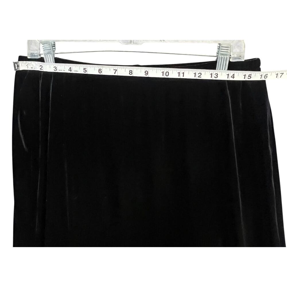 Vintage Clio Velvet Midi Skirt‎ M Black Side Slit Dark Academia Whimsygoth USA - Picture 8 of 15